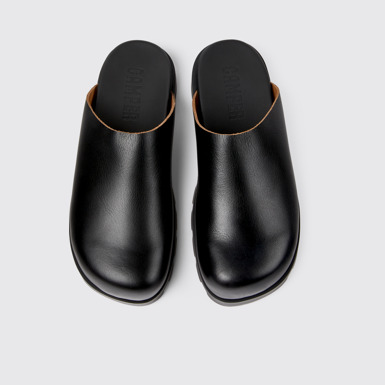 Overhead view of Brutus Sandal Black Leather Sandals for Men.