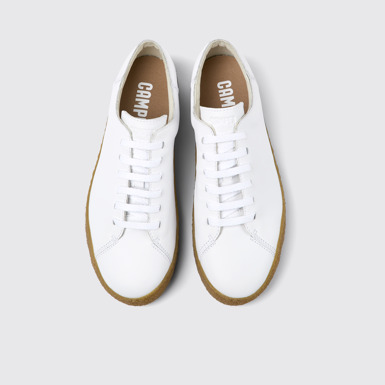 Overhead view of Peu Terreno White leather shoes for men