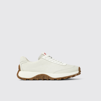 Side view of Drift Trail VIBRAM White Leather and Textile Sneakers for Men.
