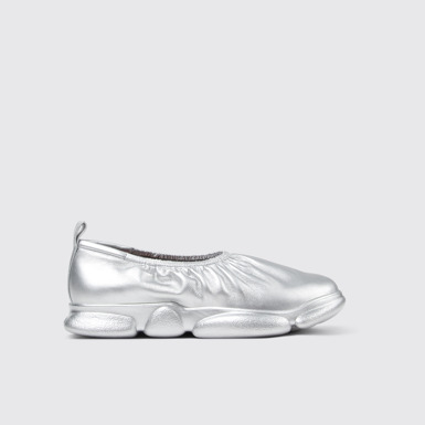 Side view of Karst Silver Leather Men's Shoes.