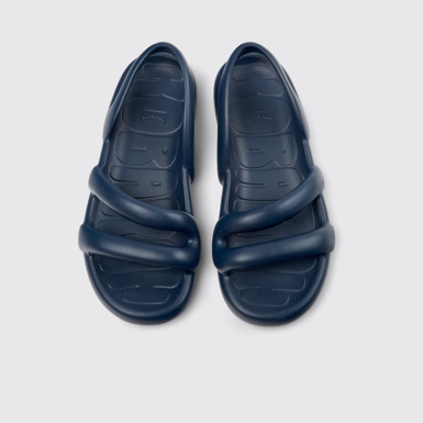 Overhead view of Kobarah Flat Blue Sandals.