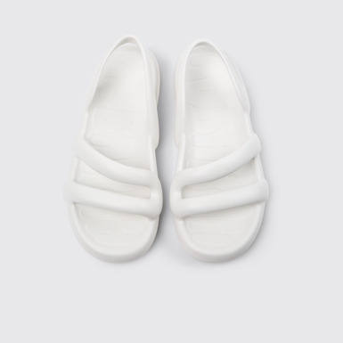 Overhead view of Kobarah Flat White Sandals.
