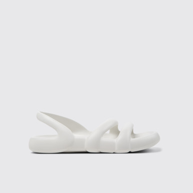 Side view of Kobarah Flat White Sandals.