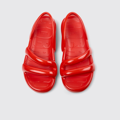 Overhead view of Kobarah Flat Red Sandal.