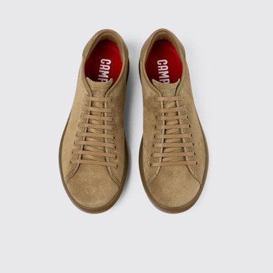 Overhead view of Pelotas Soller Brown Nubuck & Leather Men's Sneakers.