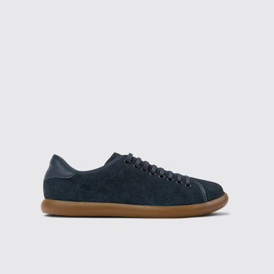 Side view of Pelotas Soller Blue Nubuck and Leather Men's Sneakers.