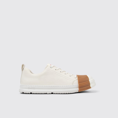 Side view of Junction Runner White Leather Men's Sneakers.