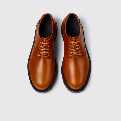 Overhead view of Dean Brown Leather Men's Shoe.