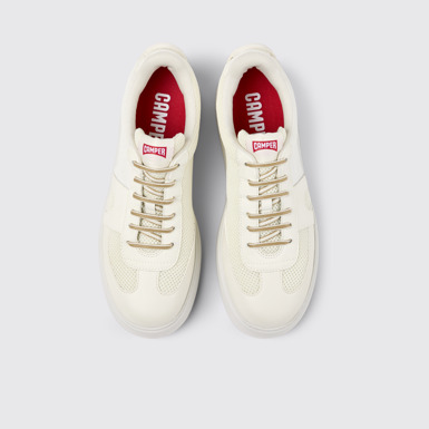 Overhead view of Runner K21 Sorona® White textile sneakers for men