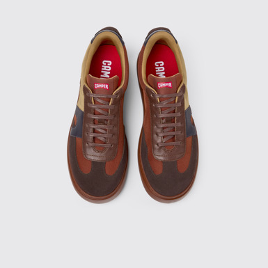 Overhead view of Runner K21 Brown textile and nubuck sneakers for men