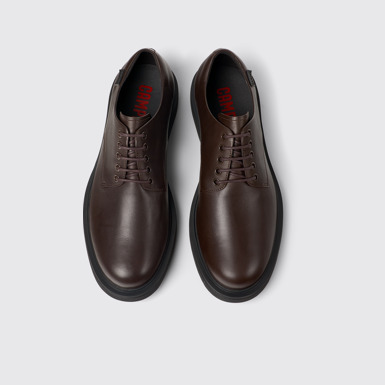 Overhead view of Norman Brown Leather Men's Shoes.