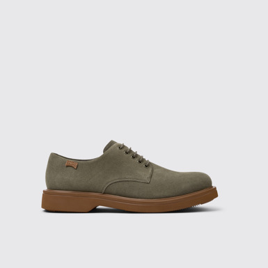 Side view of Norman Green Nubuck Shoes for Men.