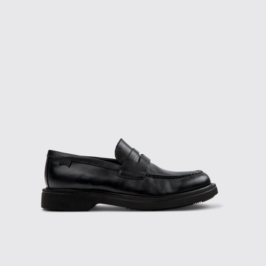 Side view of Norman Black Leather Men's Shoes.