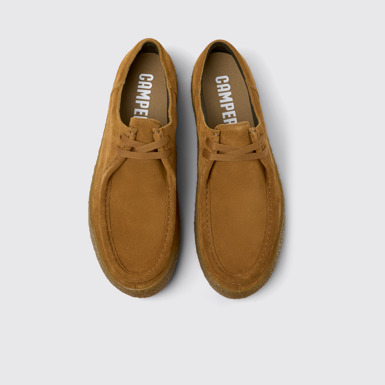 Overhead view of Peu Terreno Brown Nubuck Shoe for Men.