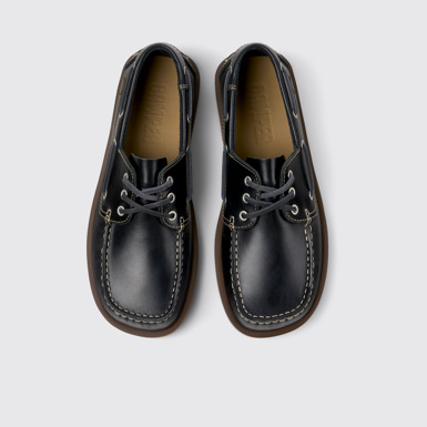 Overhead view of Don Blue Leather Moccasin Shoes for Men.
