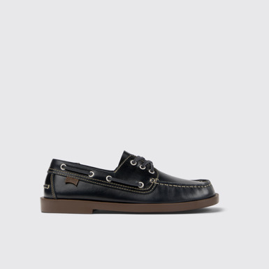 Side view of Don Blue Leather Moccasin Shoes for Men.