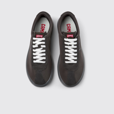 Overhead view of Pelotas XLite Gray Recycled PET and Nubuck Sneakers for Men.