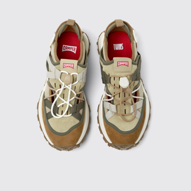 Overhead view of Twins Multicolor Recycled PET and Nubuck Men's Sneakers.