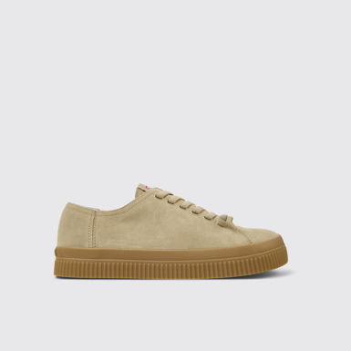 Side view of Peu Roda Beige Nubuck Sneakers for Men.
