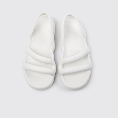 Kobarah Flat Wide Sandale albe din material textil pentru bărbați.