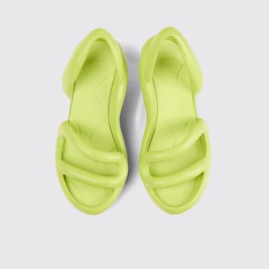 Overhead view of Kobarah Lime unisex sandals
