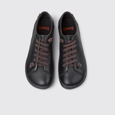 Overhead view of Peu Black Leather Women's Shoe.
