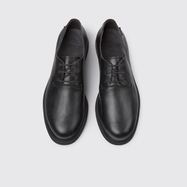 Overhead view of Iman Black Leather Women's Shoes.