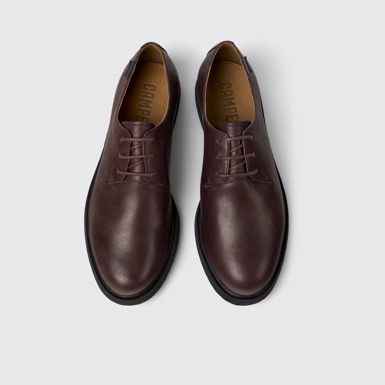 Overhead view of Iman Women’s burgundy lace-up shoe