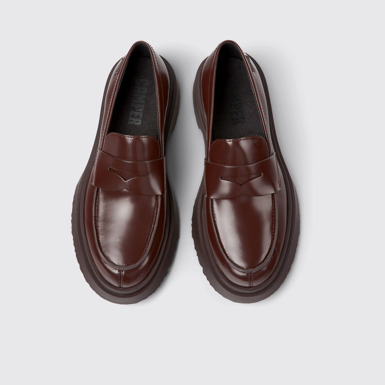 Overhead view of Walden Burgundy leather loafers for women