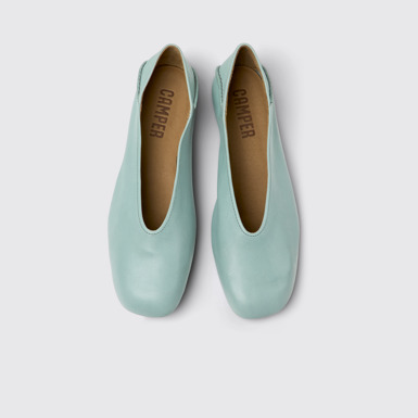 Overhead view of Casi Myra Green Leather Moccasin/Ballerina for Women.