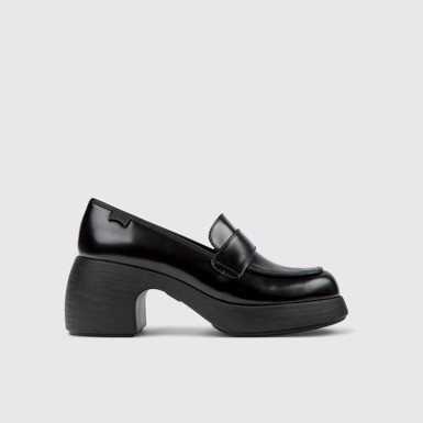 Side view of Thelma Black leather shoes for women