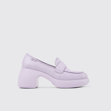 Side view of Thelma Purple Leather Loafer for Women