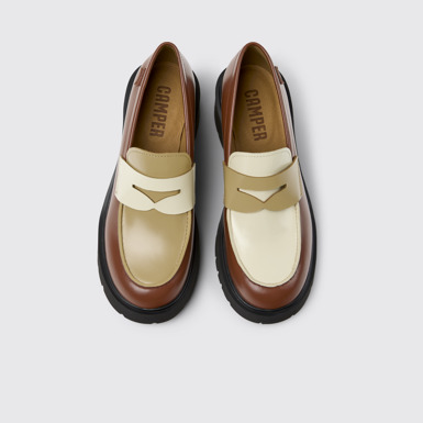 Overhead view of Twins Multicolor Leather Moccasin/Ballerina for Women.