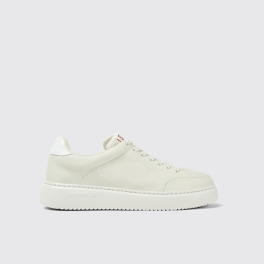 Side view of Runner K21 White Leather Women's Shoe.