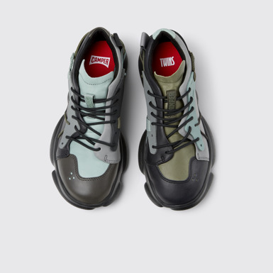 Overhead view of Twins Multicolor Leather and Textile Sneakers for Women.
