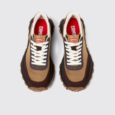 Overhead view of Drift Trail VIBRAM Brown textile and nubuck sneakers for women