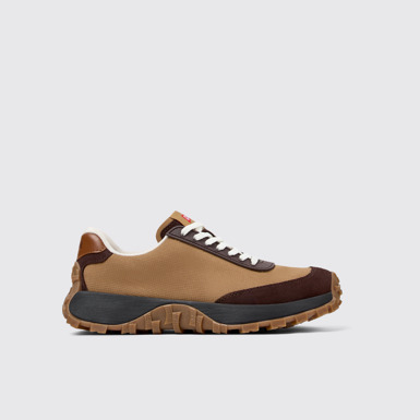 Side view of Drift Trail VIBRAM Brown textile and nubuck sneakers for women
