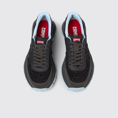 Overhead view of Drift Trail VIBRAM Black textile and nubuck sneakers for women