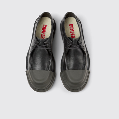 Overhead view of Junction Black Leather Women's Shoe.