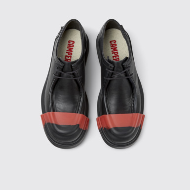 Overhead view of Junction Black Leather Women's Shoe.