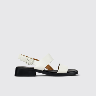 Side view of Dana White Leather Sandals for Women.