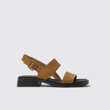 Side view of Dana Brown Nubuck Sandals for Women.