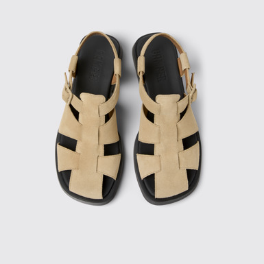 Overhead view of Dana Beige Nubuck Sandals for Women.
