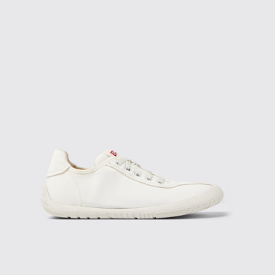 Side view of Peu Path White Recycled PET Women's Sneaker.