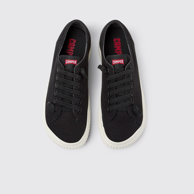 Overhead view of Peu Roda Black TENCEL® Lyocell Women's Shoes.