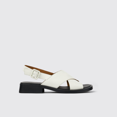 Side view of Dana White Leather Sandals for Women.