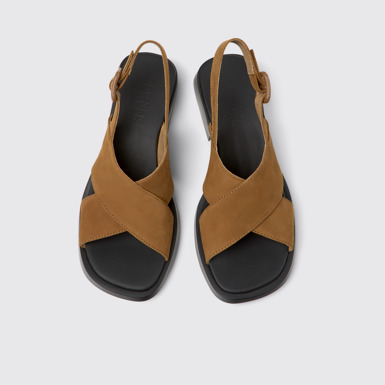 Overhead view of Dana Brown Nubuck Sandals for Women.