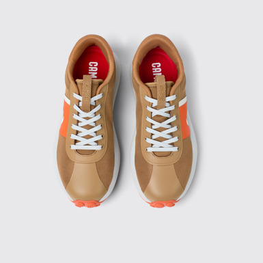 Overhead view of Pelotas Athens Brown Textile Sneaker for Women