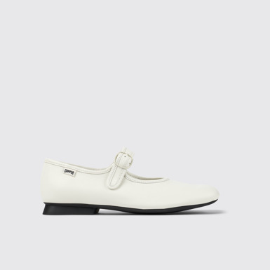 Side view of Casi Myra White Leather Women's Shoe.