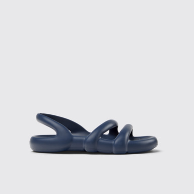 Side view of Kobarah Flat Blue Sandal.